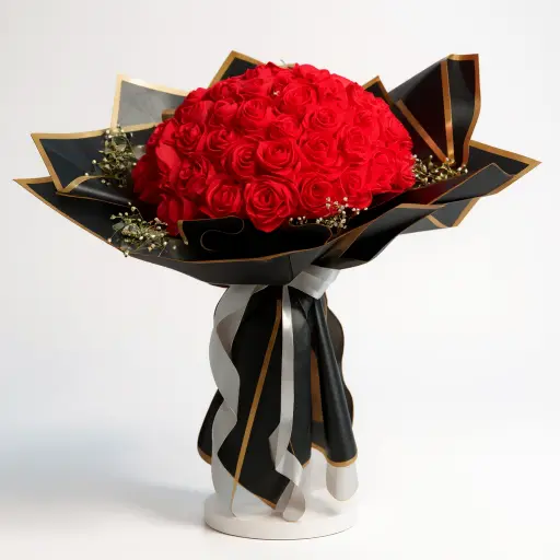 Big Ribbon Rose Bouquet(50 Roses)