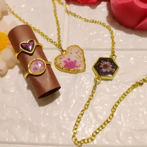 Combo Necklace,Chain Bracelet,2 Rings